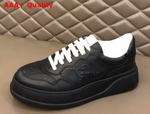 Gucci Mens GG Embossed Sneaker in Black GG Embossed Leather 669582 Replica