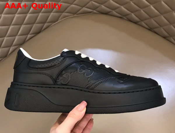 Gucci Mens GG Embossed Sneaker in Black GG Embossed Leather 669582 Replica