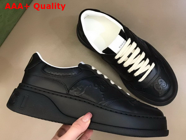 Gucci Mens GG Embossed Sneaker in Black GG Embossed Leather 669582 Replica