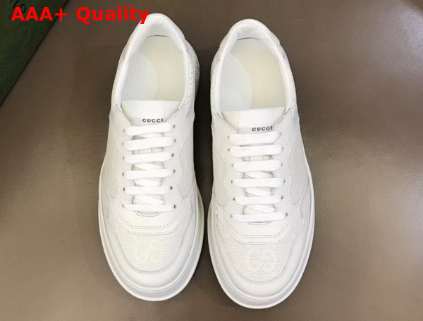 Gucci Mens GG Embossed Sneaker in White GG Embossed Leather 669582 Replica