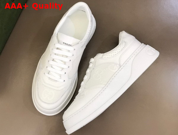 Gucci Mens GG Embossed Sneaker in White GG Embossed Leather 669582 Replica