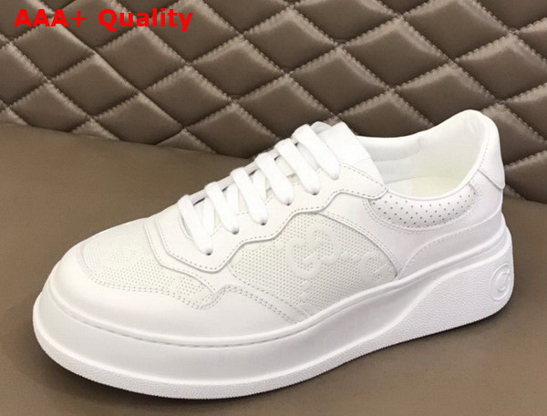 Gucci Mens GG Embossed Sneaker in White GG Embossed Leather 669582 Replica