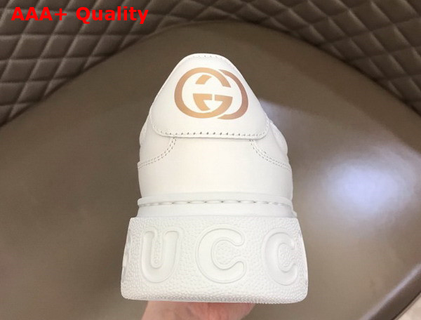 Gucci Mens GG Embossed Sneaker in White GG Embossed Leather 669582 Replica