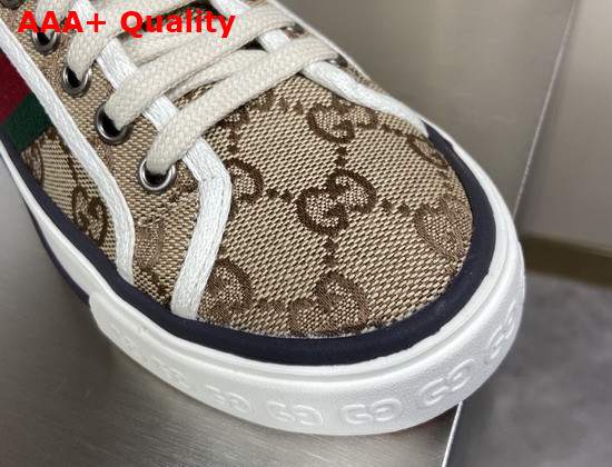 Gucci Mens GG Gucci Tennis 1977 Sneaker Beige Ebony Original GG Canvas 606111 Replica