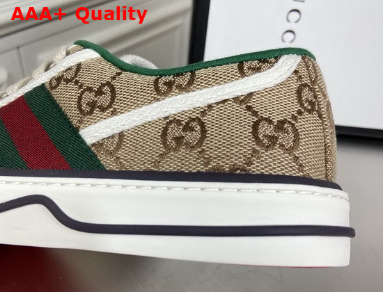 Gucci Mens GG Gucci Tennis 1977 Sneaker Beige Ebony Original GG Canvas 606111 Replica