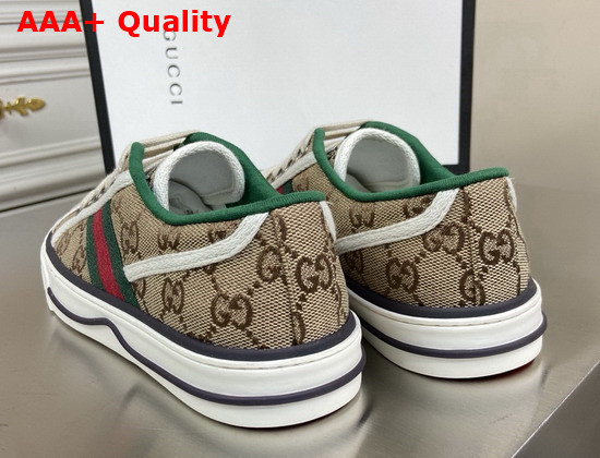 Gucci Mens GG Gucci Tennis 1977 Sneaker Beige Ebony Original GG Canvas 606111 Replica