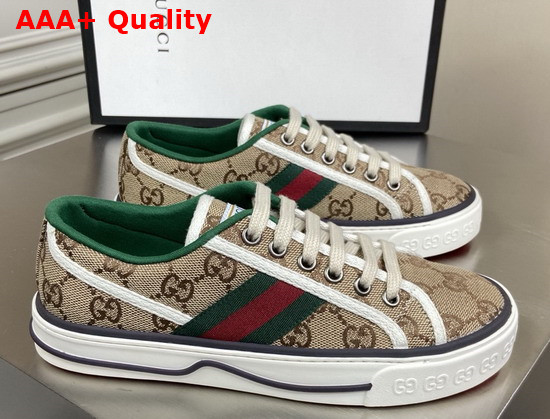 Gucci Mens GG Gucci Tennis 1977 Sneaker Beige Ebony Original GG Canvas 606111 Replica