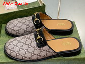 Gucci Mens GG Horsebit Slipper in Beige and Ebony GG Supreme Canvas Replica