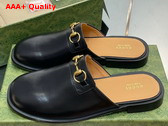 Gucci Mens GG Horsebit Slipper in Black Leather Replica