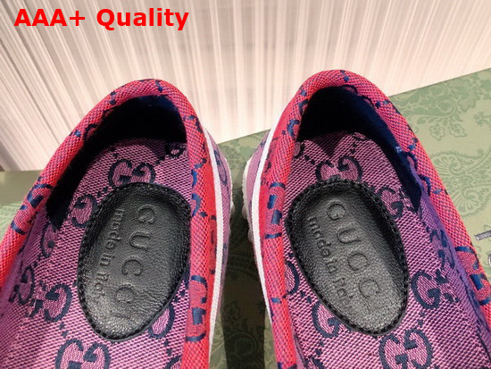 Gucci Mens GG Multicolor Driver Shoes Horsebit Detail Pink and Blue GG Canvas 663661 Replica