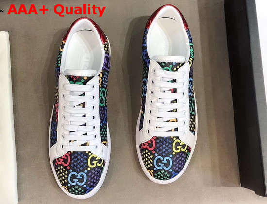 Gucci Mens GG Psychedelic Ace Sneaker White Leather Trim 610085 Replica