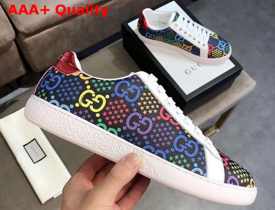 Gucci Mens GG Psychedelic Ace Sneaker White Leather Trim 610085 Replica