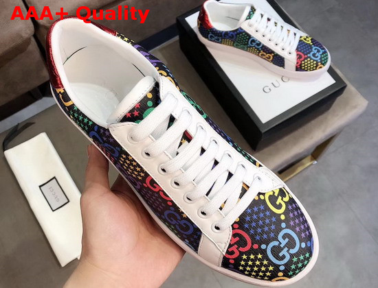 Gucci Mens GG Psychedelic Ace Sneaker White Leather Trim 610085 Replica