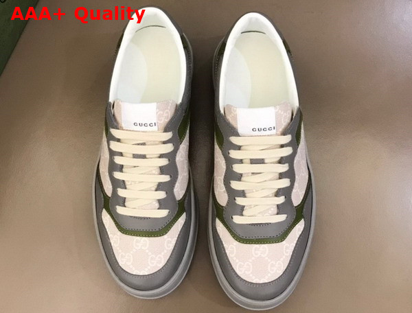 Gucci Mens GG Sneaker Beige GG Supreme Canvas and Grey Leather Details Replica