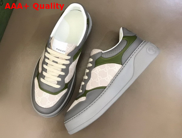 Gucci Mens GG Sneaker Beige GG Supreme Canvas and Grey Leather Details Replica