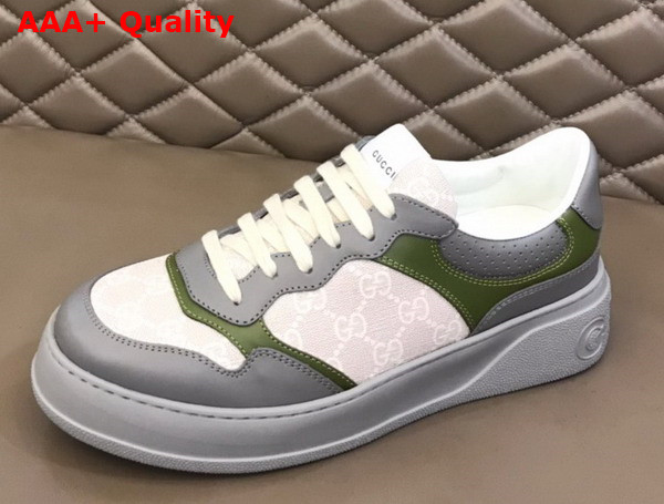 Gucci Mens GG Sneaker Beige GG Supreme Canvas and Grey Leather Details Replica