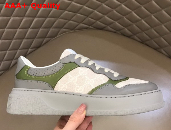 Gucci Mens GG Sneaker Beige GG Supreme Canvas and Grey Leather Details Replica