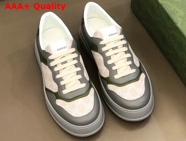 Gucci Mens GG Sneaker Beige GG Supreme Canvas and Grey Leather Details Replica