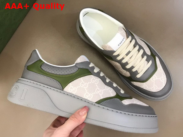 Gucci Mens GG Sneaker Beige GG Supreme Canvas and Grey Leather Details Replica