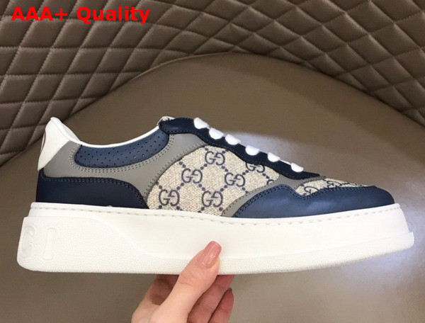 Gucci Mens GG Sneaker Beige and Blue GG Supreme Canvas 669582 Replica