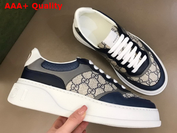 Gucci Mens GG Sneaker Beige and Blue GG Supreme Canvas 669582 Replica