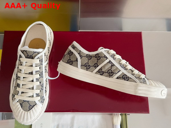 Gucci Mens GG Sneaker in Beige and Blue Original GG Canvas 786382 Replica