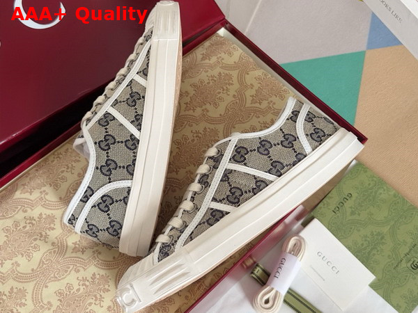 Gucci Mens GG Sneaker in Beige and Blue Original GG Canvas 786382 Replica