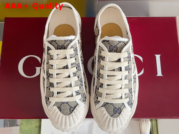 Gucci Mens GG Sneaker in Beige and Blue Original GG Canvas 786382 Replica