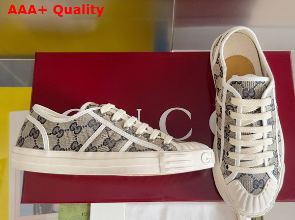 Gucci Mens GG Sneaker in Beige and Blue Original GG Canvas 786382 Replica