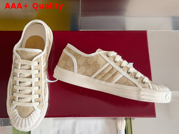 Gucci Mens GG Sneaker in Beige and Ebony Original GG Canvas 786382 Replica