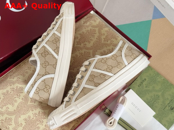 Gucci Mens GG Sneaker in Beige and Ebony Original GG Canvas 786382 Replica