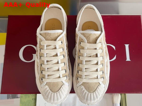 Gucci Mens GG Sneaker in Beige and Ebony Original GG Canvas 786382 Replica