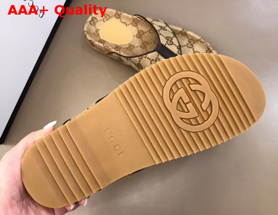 Gucci Mens GG Thong Sandal Beige and Ebony GG Canvas Replica