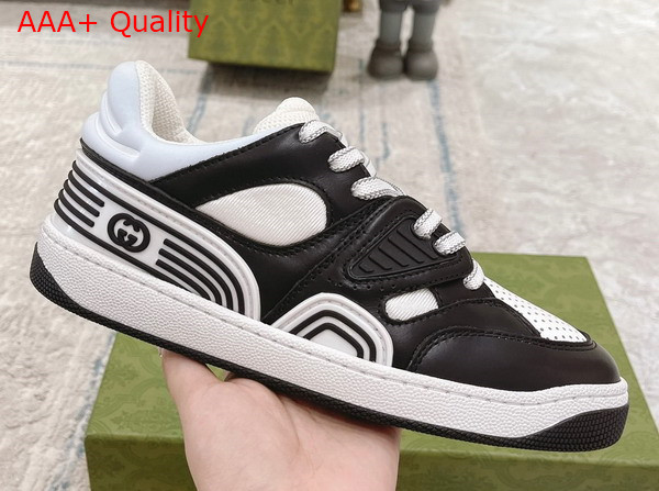 Gucci Mens Gucci Basket Sneaker Black and White Demetra 722749 Replica