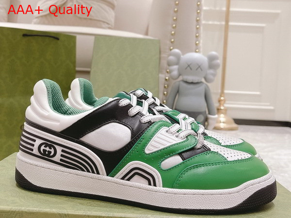 Gucci Mens Gucci Basket Sneaker Green Demetra 697882 Replica