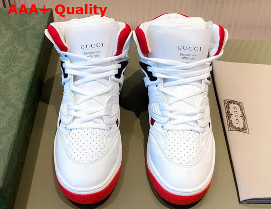 Gucci Mens Gucci Basket Sneaker White and Red Replica