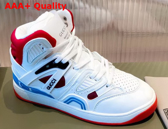 Gucci Mens Gucci Basket Sneaker White and Red Replica