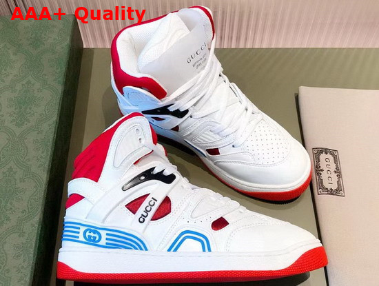 Gucci Mens Gucci Basket Sneaker White and Red Replica