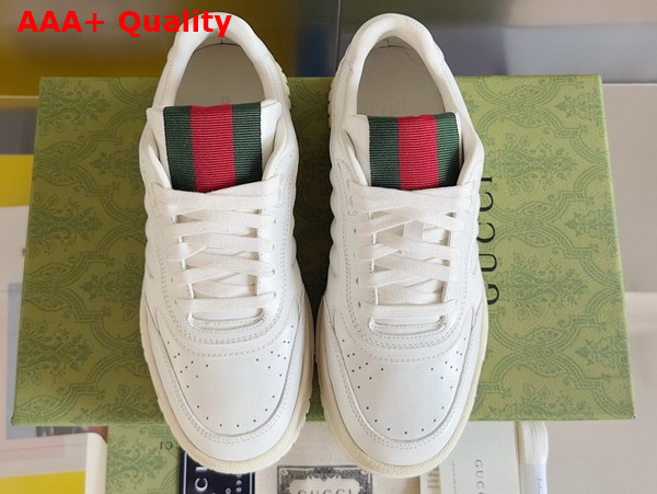 Gucci Mens Gucci Re Web Sneaker in White Leather 786186 Replica