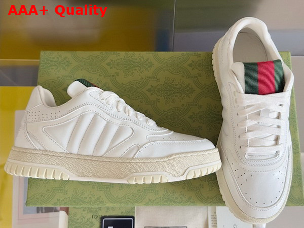 Gucci Mens Gucci Re Web Sneaker in White Leather 786186 Replica