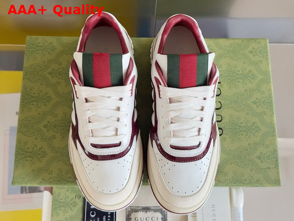 Gucci Mens Gucci Re Web Sneaker in White Leather with Gucci Rosso Ancora Patent Leather Details 786186 Replica