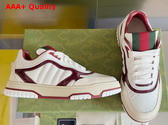 Gucci Mens Gucci Re Web Sneaker in White Leather with Gucci Rosso Ancora Patent Leather Details 786186 Replica