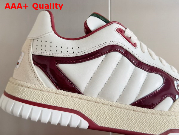 Gucci Mens Gucci Re Web Sneaker in White Leather with Gucci Rosso Ancora Patent Leather Details 786186 Replica