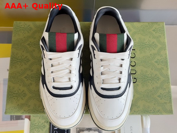 Gucci Mens Gucci Re Web Sneaker in White and Black Leather 786186 Replica