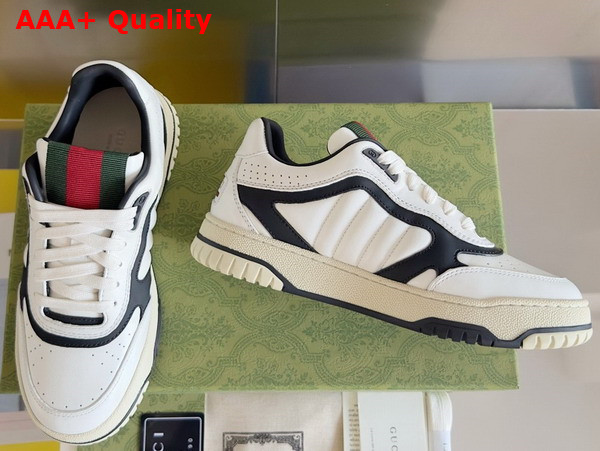 Gucci Mens Gucci Re Web Sneaker in White and Black Leather 786186 Replica