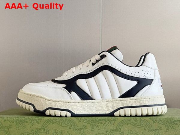 Gucci Mens Gucci Re Web Sneaker in White and Black Leather 786186 Replica