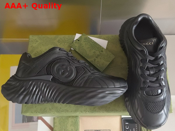 Gucci Mens Gucci Ripple Sneaker in Black Leather 771471 Replica