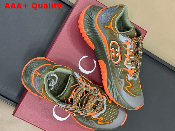 Gucci Mens Gucci Ripple Sneaker in Green and Orange Mesh 787645 Replica