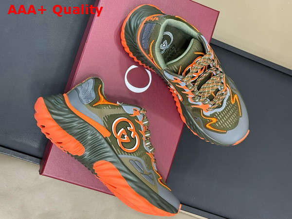 Gucci Mens Gucci Ripple Sneaker in Green and Orange Mesh 787645 Replica