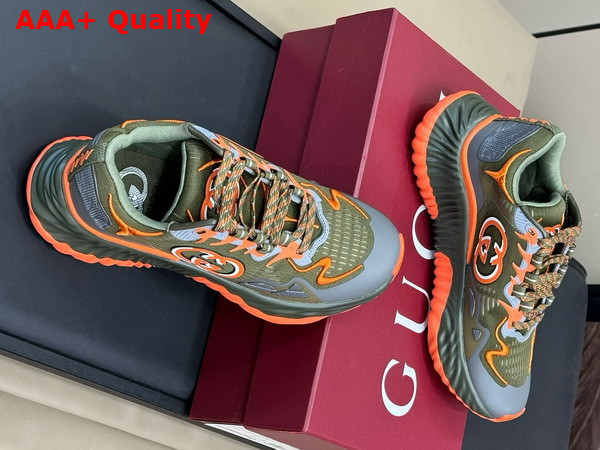 Gucci Mens Gucci Ripple Sneaker in Green and Orange Mesh 787645 Replica